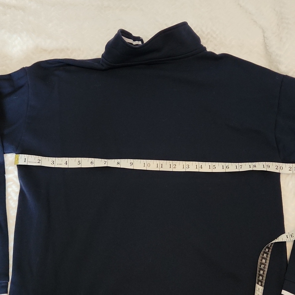 Nautica Women's Navy Half-Zip Sweater with Striped Trim - Picture 6 of 7